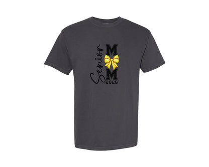 brand:Comfort Colors|color:Graphite|2026 Senior Softball Mom Coquette Bow Graphic T-Shirt