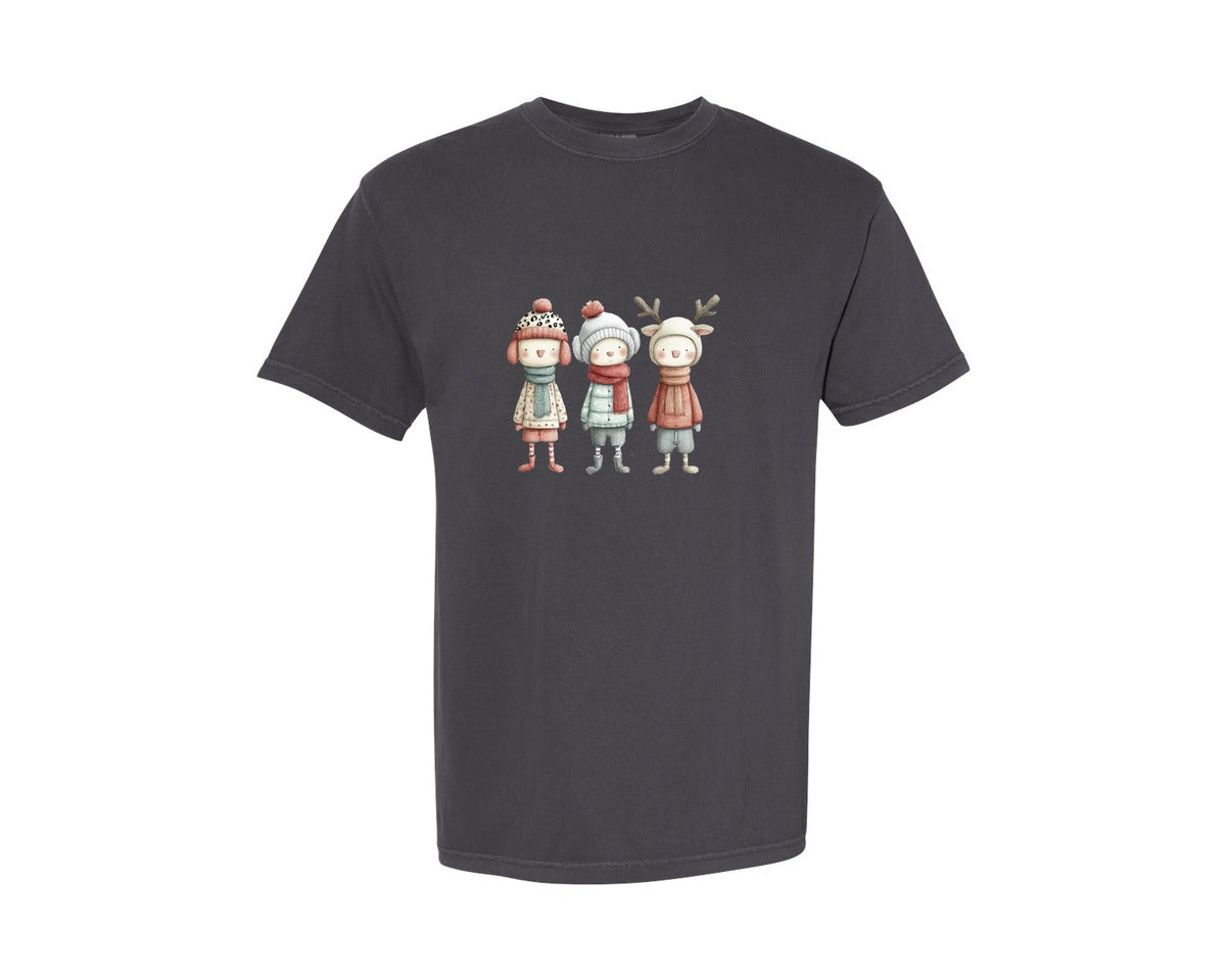brand:Comfort Colors|color:Graphite|Whimsical Winter Christmas Girl 9 Graphic T-Shirt