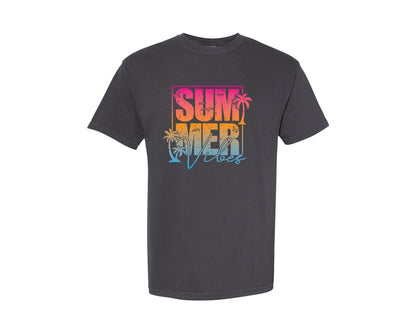 brand:Comfort Colors|color:Graphite|Summer Vibes Vacation Graphic T-Shirt