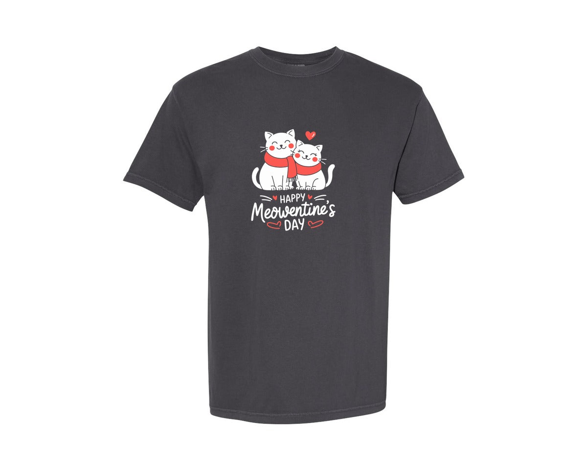 brand:Comfort Colors|color:Graphite|Happy Meowentines Day T Shirt Design 2 Graphic T-Shirt