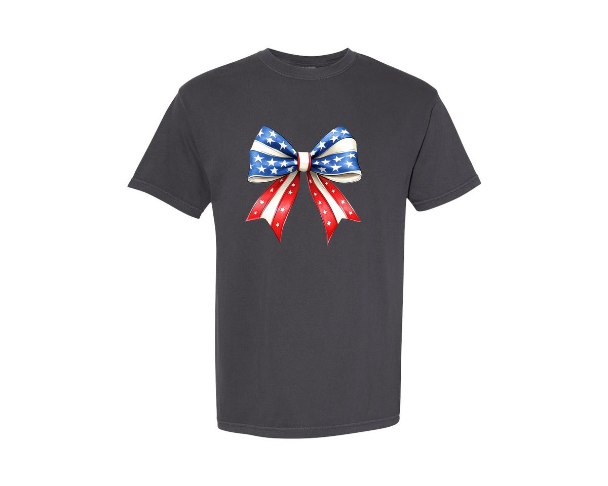 brand:Comfort Colors|color:Graphite|4Th Of July Bow Design T Shirt 7 Graphic T-Shirt