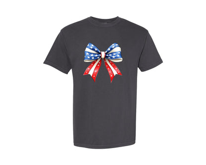 brand:Comfort Colors|color:Graphite|4Th Of July Bow Design T Shirt 7 Graphic T-Shirt