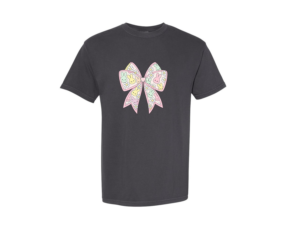 brand:Comfort Colors|color:Graphite|Easter Coquette Bow Pnghappy Easter Graphic T-Shirt