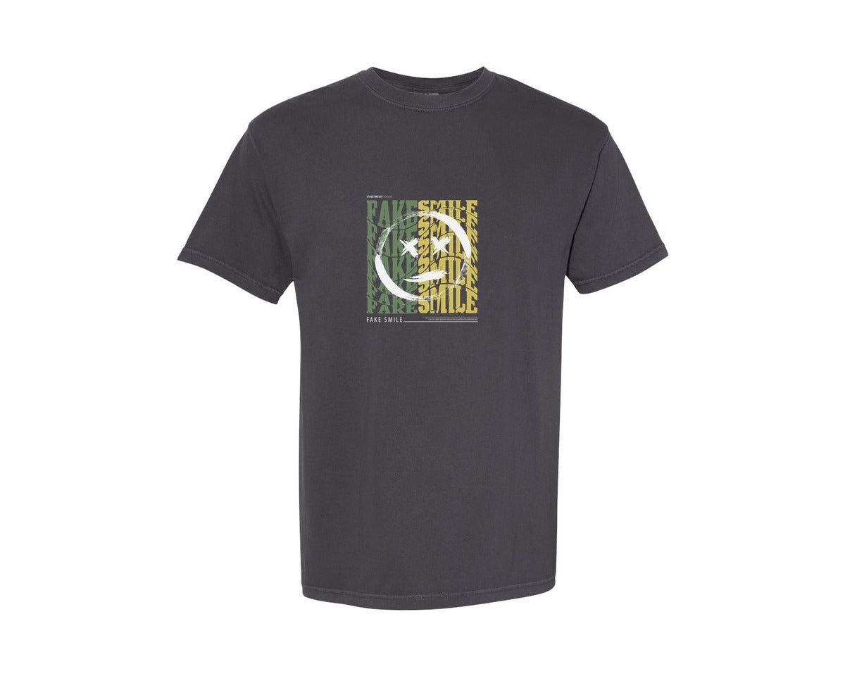 brand:Comfort Colors|color:Graphite|Fake Smile Streetwear T Shirt Design Graphic T-Shirt