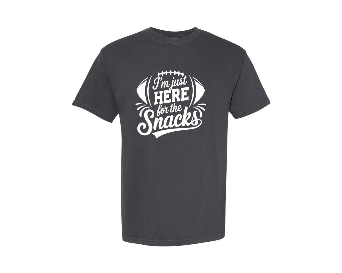 brand:Comfort Colors|color:Graphite|Im Just Here For The Snacks Graphic T-Shirt