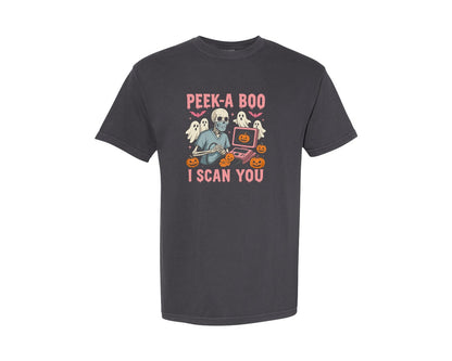 brand:Comfort Colors|color:Graphite|Peek A Boo I Scan You Graphic T-Shirt
