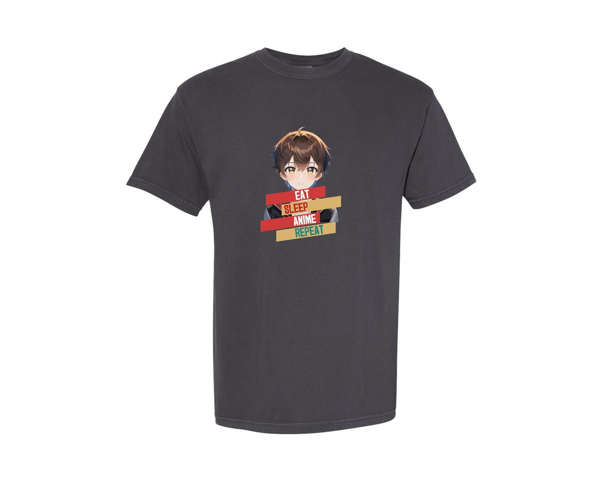 brand:Comfort Colors|color:Graphite|Eat Sleep Anime Gaming Repeat Otaku Game Graphic T-Shirt