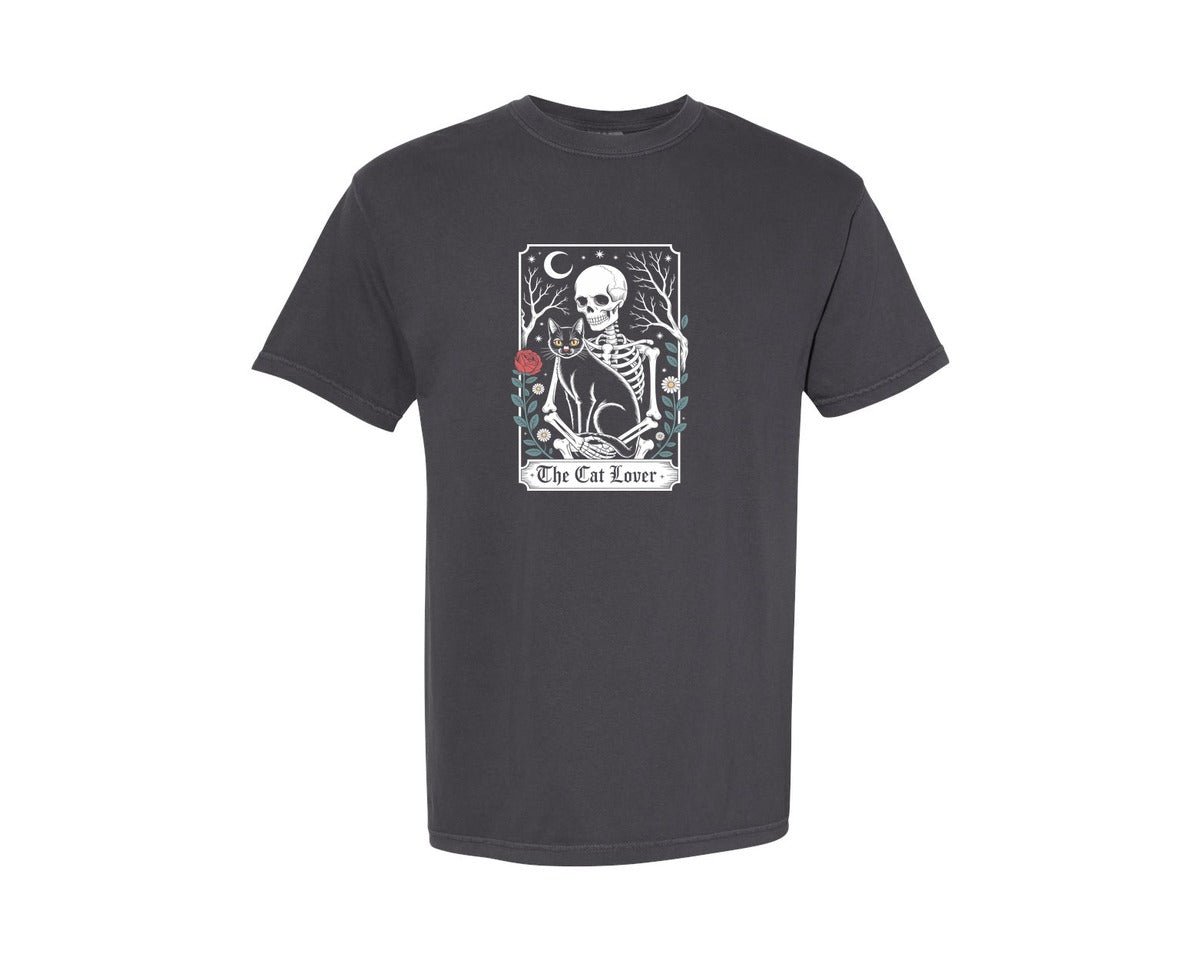 brand:Comfort Colors|color:Graphite|The Cat Lover Tarot Card T Shirt Graphic T-Shirt