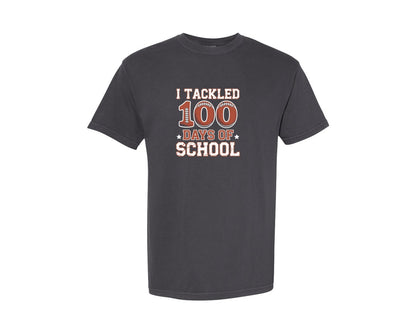 brand:Comfort Colors|color:Graphite|I Tackled 100 Days Of School 7 Graphic T-Shirt