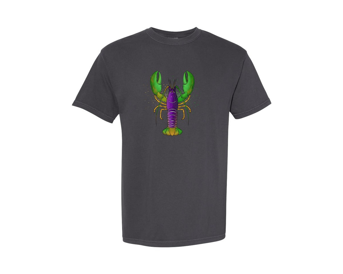 brand:Comfort Colors|color:Graphite|Mardi Gras Crawfish Design Graphic T-Shirt