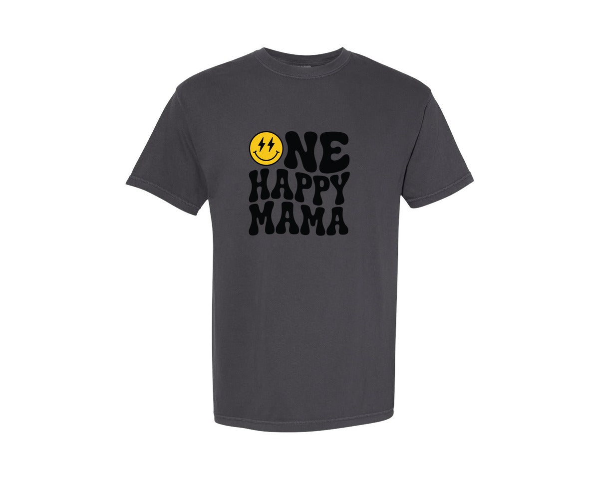 brand:Comfort Colors|color:Graphite|One Happy Mama Birthday Mom Graphic T-Shirt