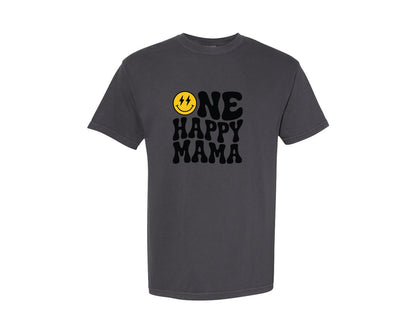 brand:Comfort Colors|color:Graphite|One Happy Mama Birthday Mom Graphic T-Shirt