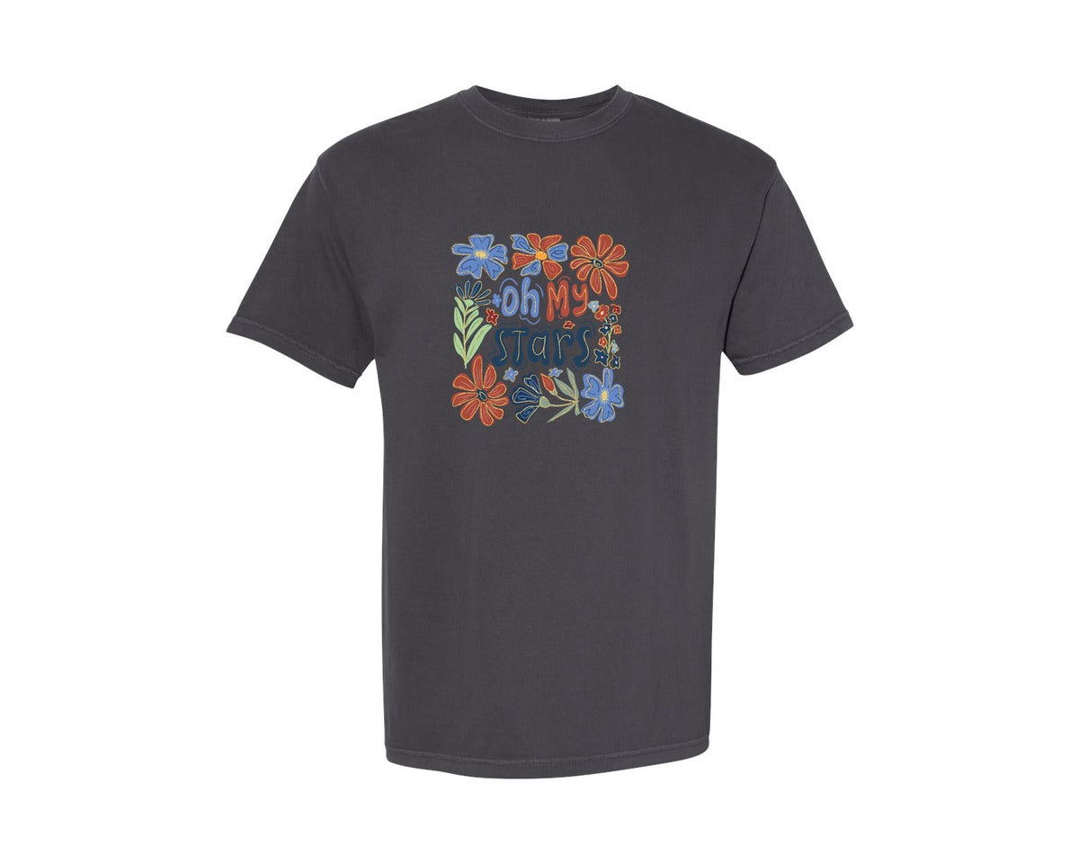brand:Comfort Colors|color:Graphite|Floral 4Th Of July Oh My Stars Graphic T-Shirt