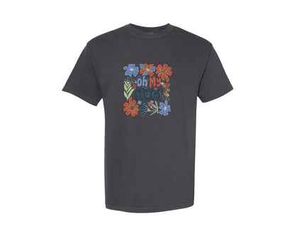 brand:Comfort Colors|color:Graphite|Floral 4Th Of July Oh My Stars Graphic T-Shirt