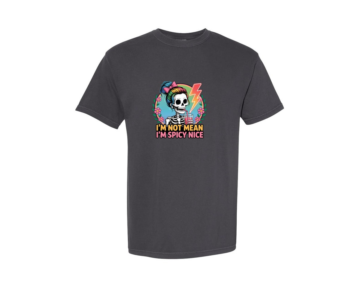 brand:Comfort Colors|color:Graphite|Im Not Mean Im Spicy Nice 3 Graphic T-Shirt