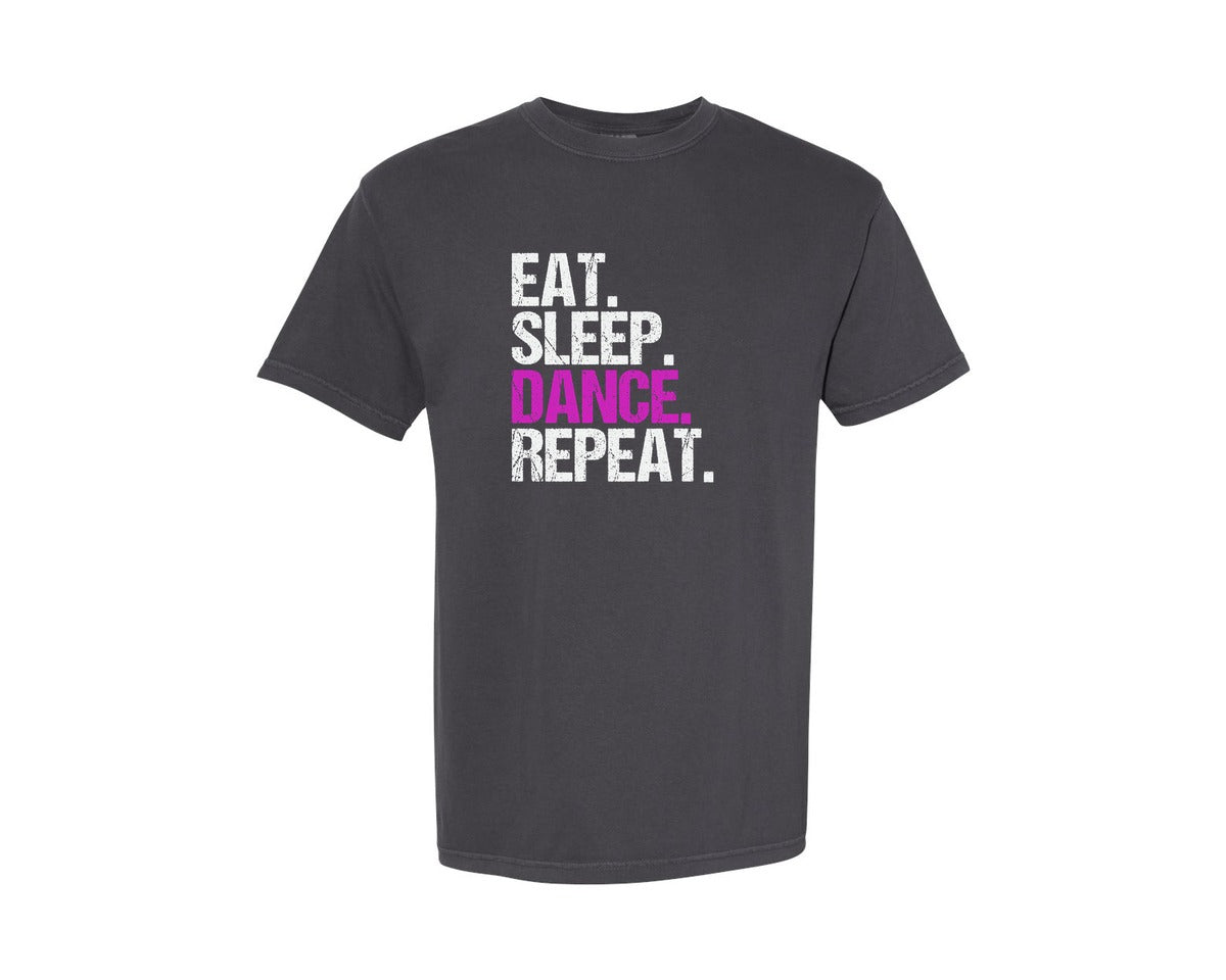 brand:Comfort Colors|color:Graphite|Eat Sleep Dance Repeat T Shirt 3 Graphic T-Shirt
