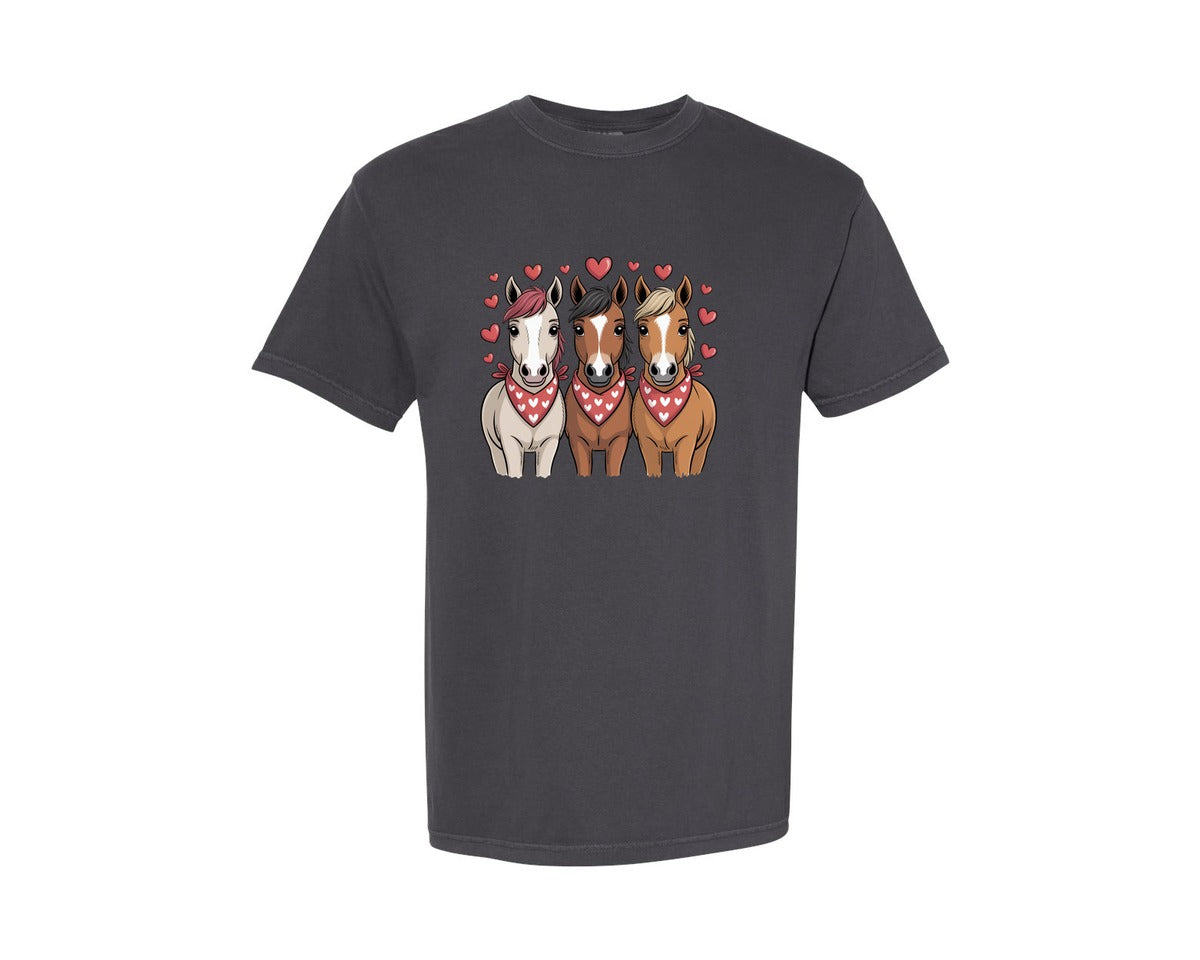 brand:Comfort Colors|color:Graphite|Horse Valentine Love Valentine Graphic T-Shirt