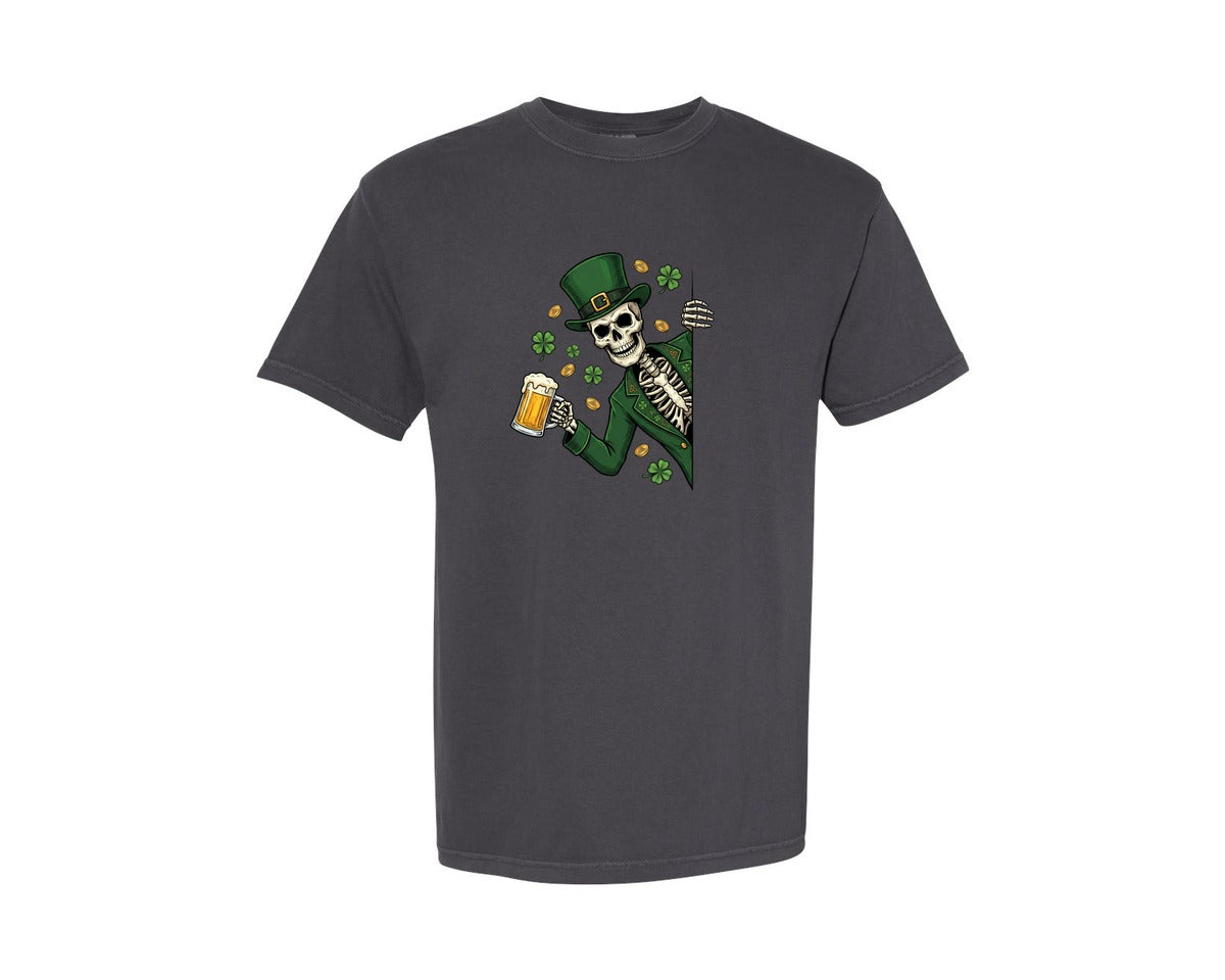 brand:Comfort Colors|color:Graphite|Funny St Patricks Day Skeleton 4 Graphic T-Shirt
