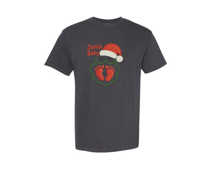 brand:Comfort Colors|color:Graphite|Santa Baby Embroidery Christmas Graphic T-Shirt