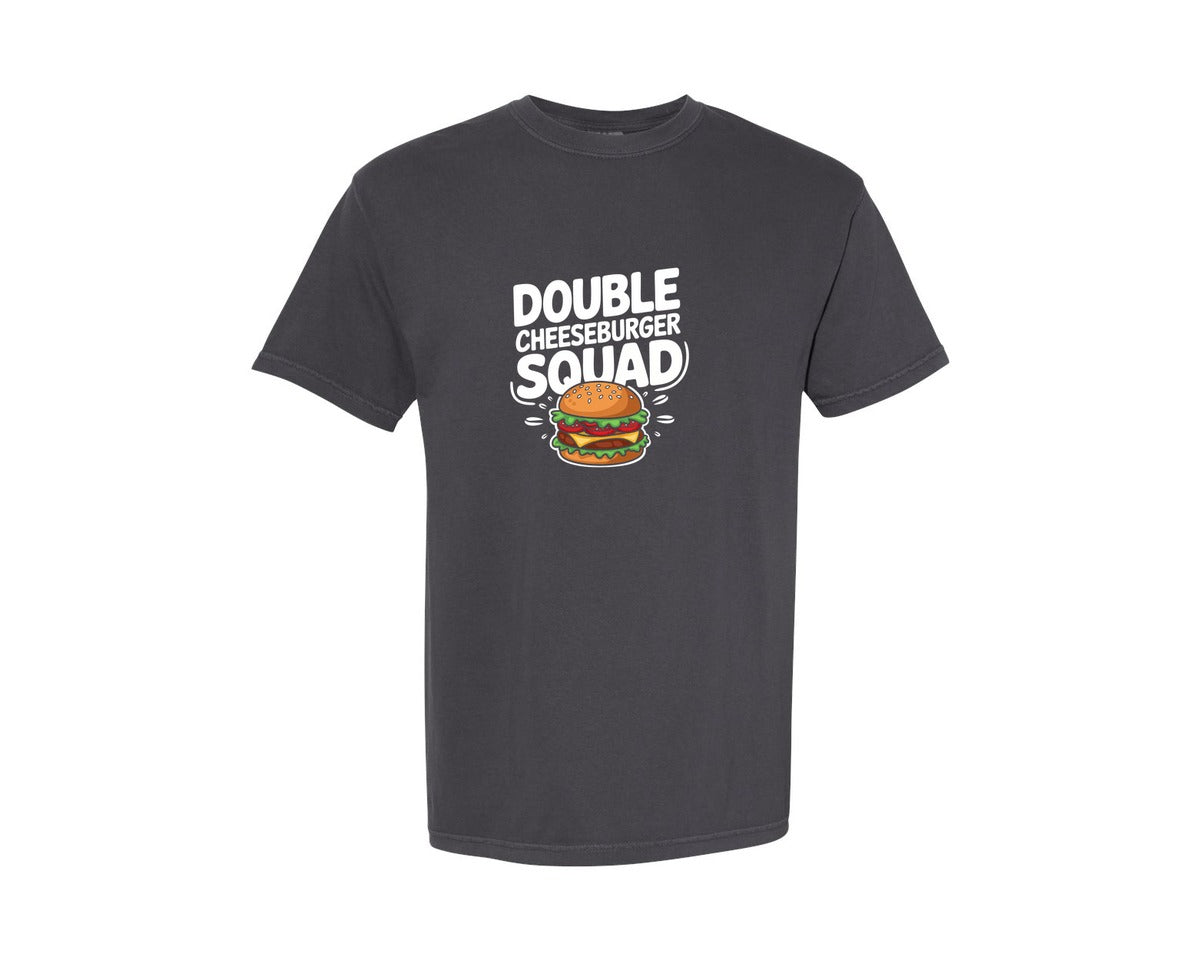 brand:Comfort Colors|color:Graphite|Double Cheeseburger Squad T Shirt Design 2 Graphic T-Shirt