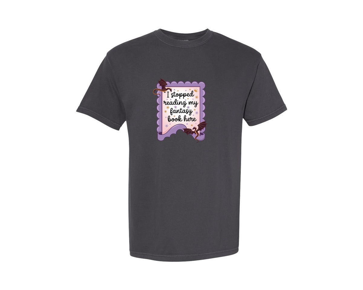 brand:Comfort Colors|color:Graphite|I Stopped Reading My Fantasy Book Here 4 Graphic T-Shirt