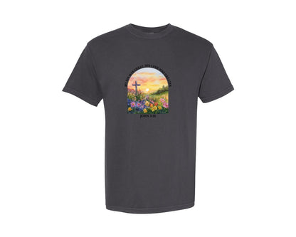 brand:Comfort Colors|color:Graphite|Floral Christian Bible Verse Graphic T-Shirt