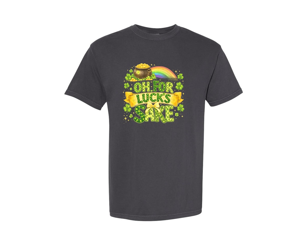 brand:Comfort Colors|color:Graphite|Oh For Lucks Sake St Patricks Day 3 Graphic T-Shirt