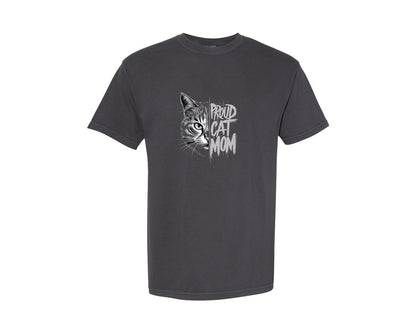 brand:Comfort Colors|color:Graphite|Proud Cat Mom Mothers Daycat Lover 2 Graphic T-Shirt
