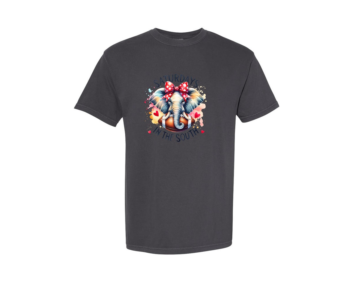 brand:Comfort Colors|color:Graphite|Football Elephant Mascot Game Day Graphic T-Shirt