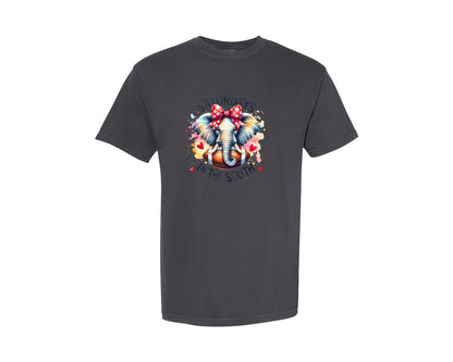 brand:Comfort Colors|color:Graphite|Football Elephant Mascot Game Day Graphic T-Shirt