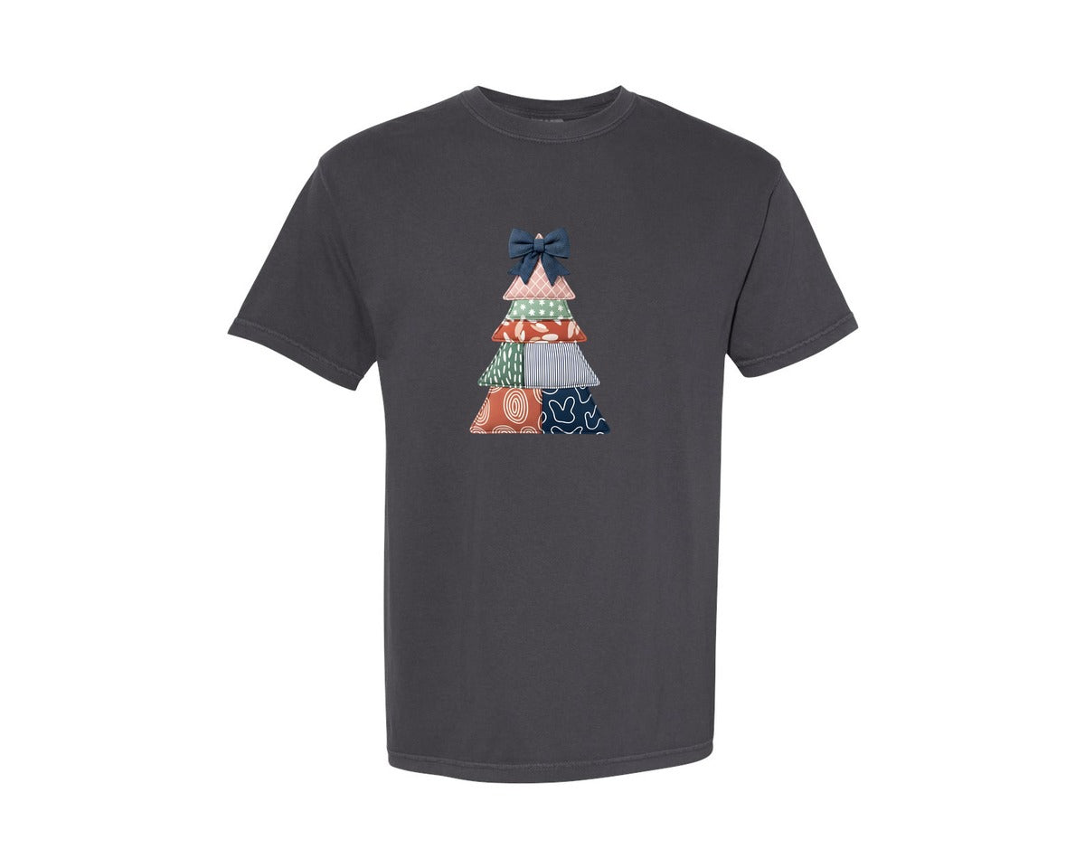 brand:Comfort Colors|color:Graphite|Christmas Tree Embroidery Design Graphic T-Shirt