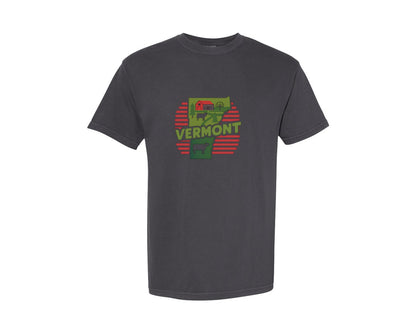 brand:Comfort Colors|color:Graphite|Vermont State Map 2 Graphic T-Shirt
