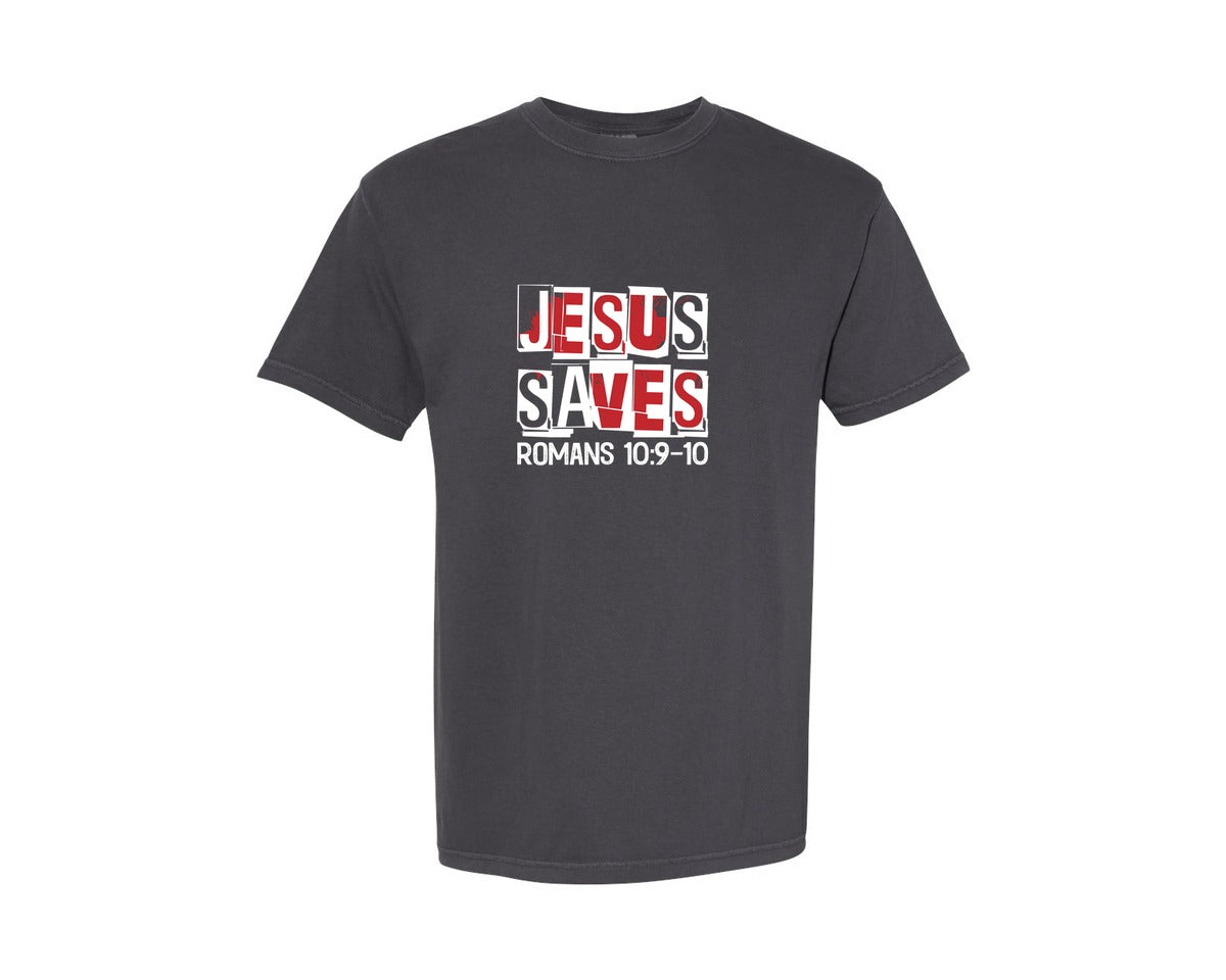 brand:Comfort Colors|color:Graphite|Jesus Saves Christian T Shirt 3 Graphic T-Shirt