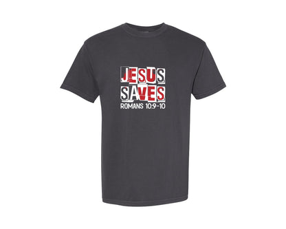 brand:Comfort Colors|color:Graphite|Jesus Saves Christian T Shirt 3 Graphic T-Shirt