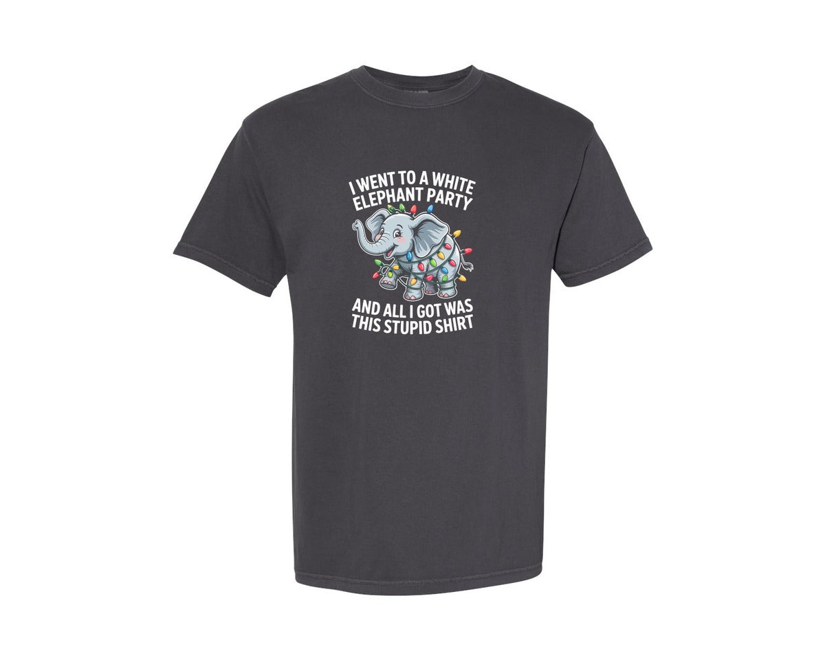 brand:Comfort Colors|color:Graphite|White Elephant Party Christmas Xmas Graphic T-Shirt