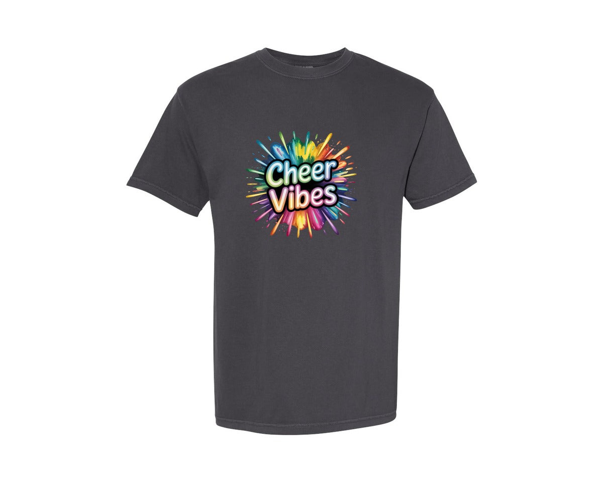 brand:Comfort Colors|color:Graphite|Cheer Vibes Neon Splash 4 Graphic T-Shirt