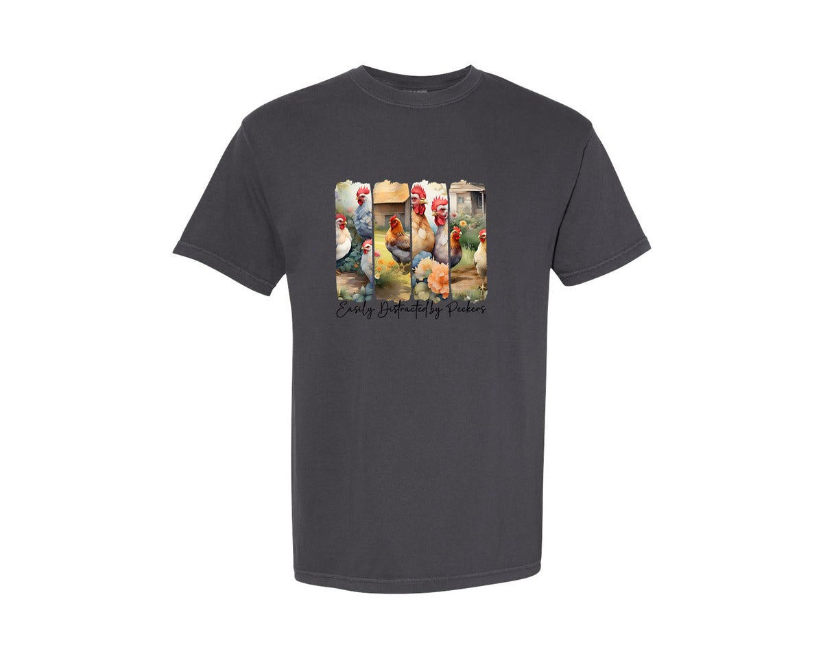 brand:Comfort Colors|color:Graphite|Funny Chicken Lover Mama Farm Life Graphic T-Shirt