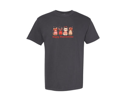 brand:Comfort Colors|color:Graphite|Cute Valentine Cats Graphic T-Shirt