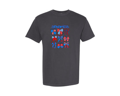 brand:Comfort Colors|color:Graphite|Coquette America Bible Verse Graphic T-Shirt
