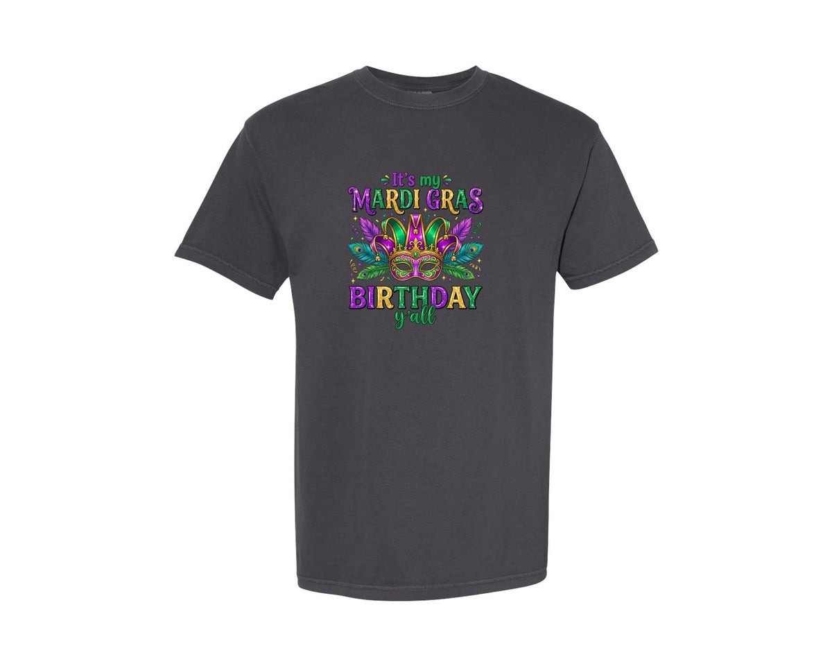 brand:Comfort Colors|color:Graphite|Mardi Gras Birthday Design Graphic T-Shirt