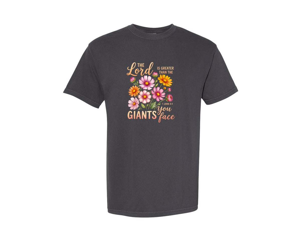 brand:Comfort Colors|color:Graphite|Christian The Lord Is Greater 2 Graphic T-Shirt