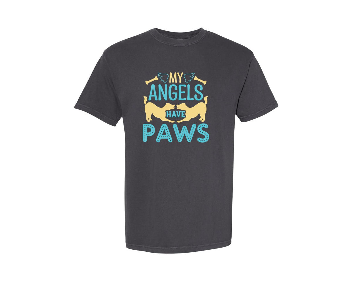 brand:Comfort Colors|color:Graphite|My Angels Have Paws Cut File Design 9 Graphic T-Shirt