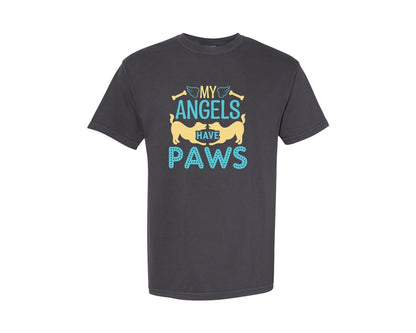 brand:Comfort Colors|color:Graphite|My Angels Have Paws Cut File Design 9 Graphic T-Shirt