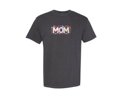 brand:Comfort Colors|color:Graphite|Cute Easter Mom Floral Bunny Graphic T-Shirt