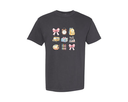 brand:Comfort Colors|color:Graphite|Vintage Teacher Back To School 2 Graphic T-Shirt