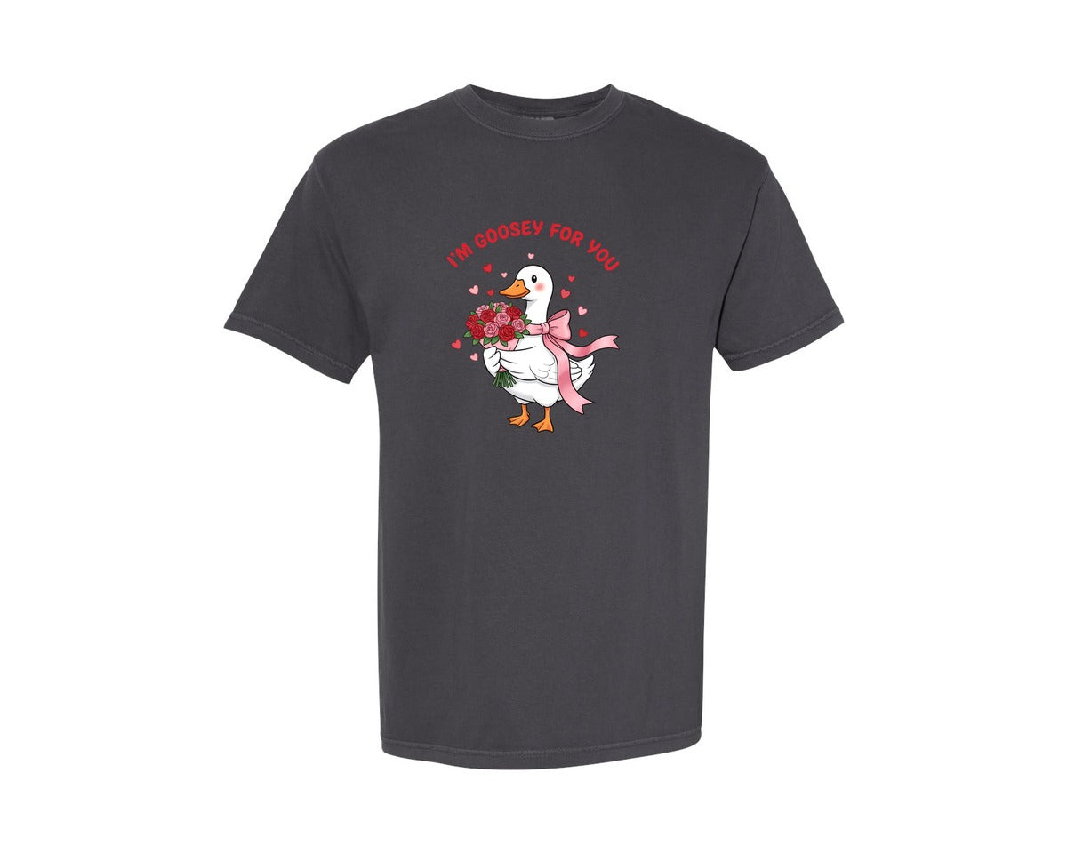 brand:Comfort Colors|color:Graphite|Im Goosey For You Valentines Day Graphic T-Shirt