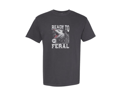 brand:Comfort Colors|color:Graphite|Ready To Go Feral Possum Retro Shirt Graphic T-Shirt