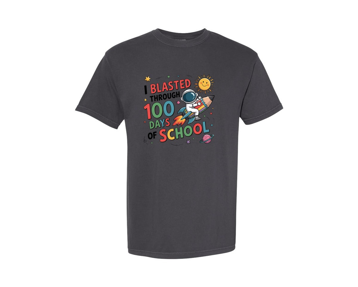 brand:Comfort Colors|color:Graphite|I Blasted Through 100 Days Of School 9 Graphic T-Shirt
