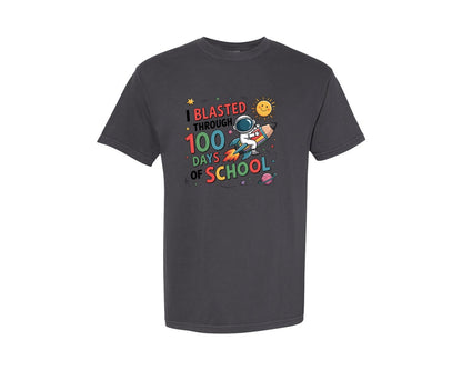brand:Comfort Colors|color:Graphite|I Blasted Through 100 Days Of School 9 Graphic T-Shirt