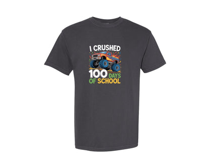 brand:Comfort Colors|color:Graphite|I Crushed 100 Days Of School Truck Graphic T-Shirt